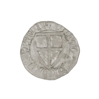 Teutonic szelag, Henryk von Plauen (Grand Master; 1410–1413). Obverse: Teutonic shield of the Grand