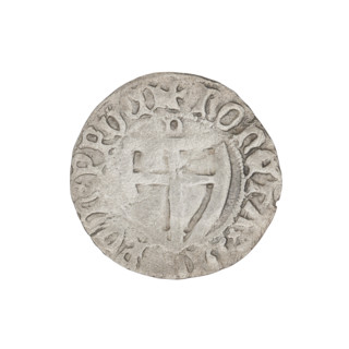 Teutonic szelag, Henryk von Plauen (Grand Master; 1410–1413), letter D (above the shield, right),