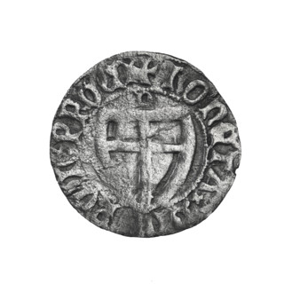 Teutonic szelag, Henryk von Plauen (Grand Master; 1410–1413), letter D (iconographic) above the