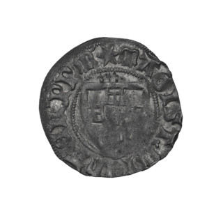 Teutonic szelag, Michal Küchmeister (Grand Master; 1414–1422). Obverse: Teutonic Knights' shield