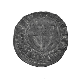Teutonic szelag, Michal Küchmeister (Grand Master; 1414–1422). Obverse: Teutonic Knights' shield