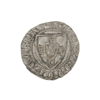 Teutonic szelag (1414–1416), attributed to Grand Master Michal Küchmeister (1414–1422). Obverse: