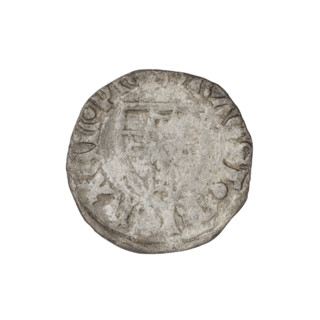 Teutonic szelag, Michal Küchmeister (Grand Master; 1414–1422). Obverse: monastic shield of the
