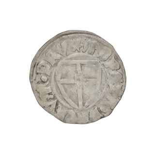 Teutonic szelag, Michal Küchmeister (Grand Master; 1414–1422). Obverse: monastic shield of the