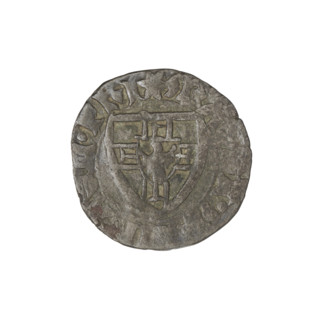 Teutonic szelag, Michal Küchmeister (Grand Master; 1414–1422). Obverse: monastic shield of the