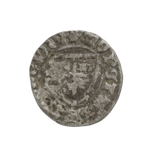 Teutonic szelag, Michal Küchmeister (Grand Master; 1414–1422). Obverse: monastic shield of the