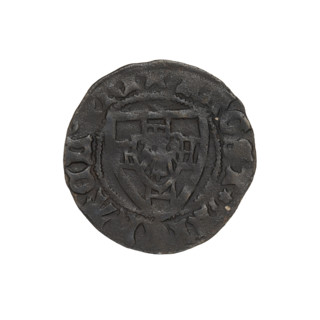 Teutonic szelag, Michal Küchmeister (Grand Master; 1414–1422). Obverse: monastic shield of the