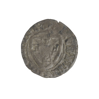 Teutonic szelag, Michal Küchmeister (Grand Master; 1414–1422). Obverse: monastic shield of the