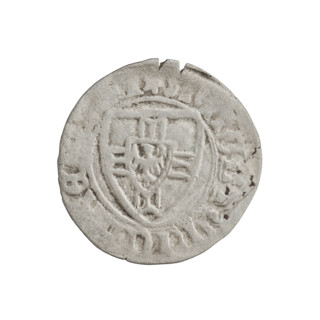 Teutonic szelag, Michal Küchmeister (Grand Master; 1414–1422). Obverse: monastic shield of the