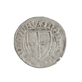 Teutonic szelag, Michal Küchmeister (Grand Master; 1414–1422). Obverse: monastic shield of the