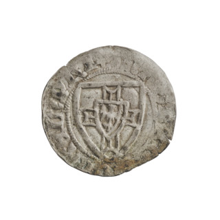 Teutonic szelag, Michal Küchmeister (Grand Master; 1414–1422). Obverse: monastic shield of the