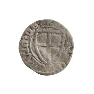 Teutonic szelag, Michal Küchmeister (Grand Master; 1414–1422). Obverse: Monastic shield of the