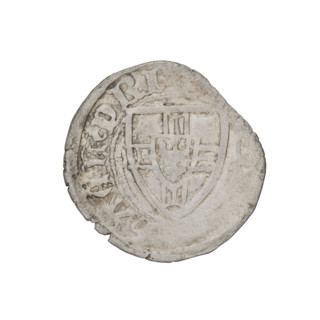 Teutonic szelag, Michal Küchmeister (Grand Master; 1414–1422). Obverse: monastic shield of the