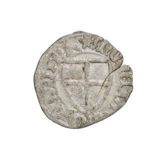 Teutonic szelag, Michal Küchmeister (Grand Master; 1414–1422). Obverse: Monastic shield of the