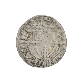 Teutonic szelag, Michal Küchmeister (Grand Master; 1414–1422). Obverse: Monastic shield of the