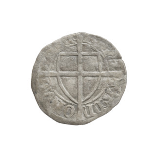 Teutonic szelag, Michal Küchmeister (Grand Master; 1414–1422). Obverse: Monastic shield of the