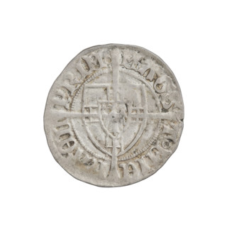 Teutonic szelag, Michal Küchmeister (Grand Master; 1414–1422). Obverse: monastic shield of the