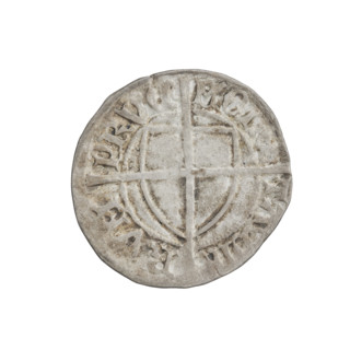 Teutonic szelag, Michal Küchmeister (Grand Master; 1414–1422). Obverse: monastic shield of the