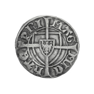 Teutonic szelag, Michal Küchmeister (Grand Master; 1414–1422). Obverse: monastic shield of the