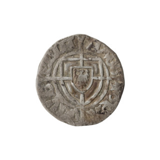 Teutonic szelag, Paul von Russdorf (Grand Master; 1422–1441). Obverse: monastic shield of the Grand