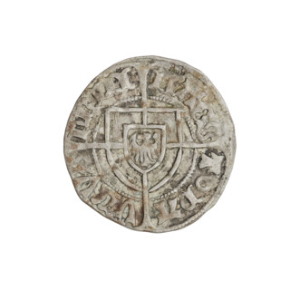 Teutonic szelag, Pawel von Russdorf (Grand Master; 1422–1441). Obverse: Monastic shield of the