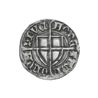 Teutonic szelag, Pawel von Russdorf (Grand Master; 1422–1441). Obverse: monastic shield of the