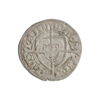 Teutonic szelag, Paul von Russdorf (Grand Master; 1422–1441). Obverse: monastic shield of the Grand