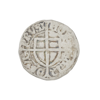 Teutonic szelag, Pawel von Russdorf (Grand Master; 1422–1441). Obverse: monastic shield of the