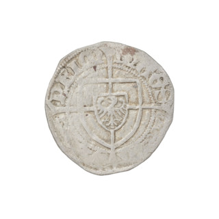 Teutonic szelag, Paul von Russdorf (Grand Master; 1422–1441). Obverse: monastic shield of the Grand