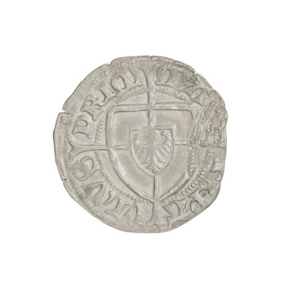 Teutonic szelag, Paul von Russdorf (Grand Master; 1422–1441). Obverse: monastic shield of the Grand
