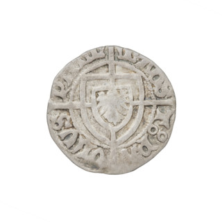Teutonic szelag, Pawel von Russdorf (Grand Master; 1422–1441). Obverse: monastic shield of the