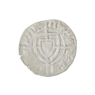 Teutonic szelag, Paul von Russdorf (Grand Master; 1422–1441). Obverse: monastic shield of the Grand