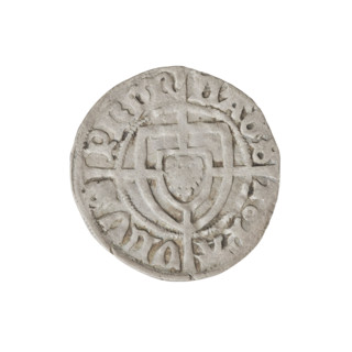 Teutonic szelag, Paul von Russdorf (Grand Master; 1422–1441). Obverse: monastic shield of the Grand