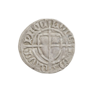 Teutonic szelag, Paul von Russdorf (Grand Master; 1422–1441). Obverse: monastic shield of the Grand