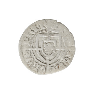 Teutonic szelag, Paul von Russdorf (Grand Master; 1422–1441). Obverse: monastic shield of the Grand