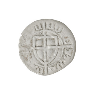 Teutonic szelag, Paul von Russdorf (Grand Master; 1422–1441). Obverse: monastic shield of the Grand