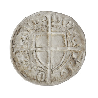 Teutonic szelag, Pawel von Russdorf (Grand Master; 1422–1441). Obverse: Monastic shield of the