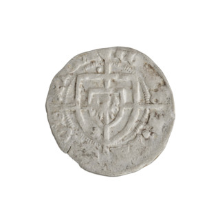 Teutonic szelag, Paul von Russdorf (Grand Master; 1422–1441). Obverse: Monastic shield of the Grand