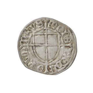 Teutonic szelag, Konrad von Erlichshausen (Grand Master; 1441–1449), cross with elongated arms,