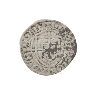 Teutonic szelag, Konrad von Erlichshausen (Grand Master; 1441–1449). Obverse: monastic shield of