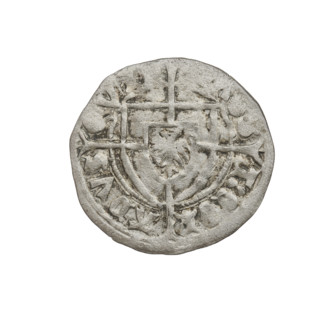 Teutonic szelag, Konrad von Erlichshausen (Grand Master; 1441–1449), cross with elongated arms,