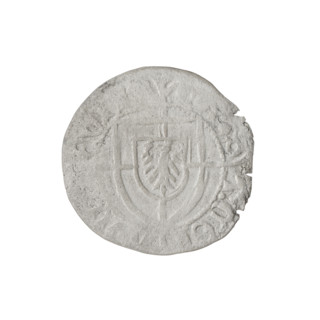 Teutonic szelag, Konrad von Erlichshausen (Grand Master; 1441–1449). Cross with elongated, widening