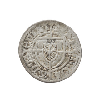 Teutonic szelag, Konrad von Erlichshausen (Grand Master; 1441–1449). Cross with elongated, widening