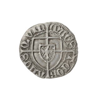 Teutonic szelag, Konrad von Erlichshausen (Grand Master; 1441–1449), cross with elongated arms,