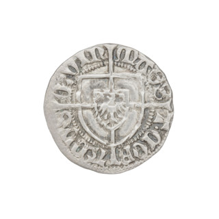Teutonic szelag, Konrad von Erlichshausen (Grand Master; 1441–1449), cross with elongated arms,