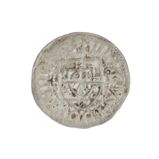 Teutonic szelag, Henryk Reuss von Plauen (Grand Master; 1467–1469). Obverse: Teutonic shield of the