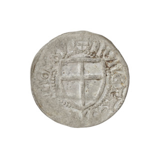 Teutonic szelag, Henryk Reuss von Plauen (Grand Master; 1467–1469). Obverse: Teutonic shield of the