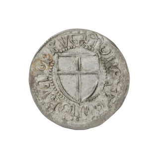 Teutonic szelag, Henryk Reuss von Plauen (Grand Master; 1467–1469). Obverse: Teutonic shield of the