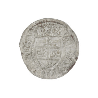 Teutonic szelag, Henryk Reuss von Plauen (Grand Master; 1467–1469). Obverse: Teutonic shield of the