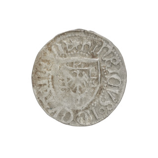 Teutonic szelag, Henryk Reuss von Plauen (Grand Master; 1467–1469). Obv.: Teutonic shield of the